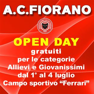 A luglio gli Open Day del Fiorano Calcio