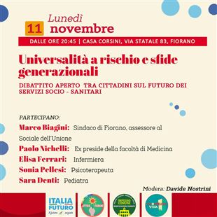 Un incontro per parlare del futuro dell’universalità nei servizi socio-sanitari