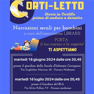 Corti-letto, due serate di letture per bambini